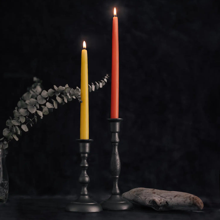 Pair of Hand-Dipped Beeswax Taper Candles 10"